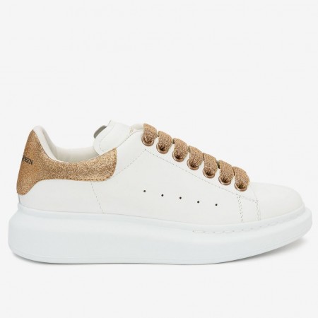 Alexander McQueen Women's Oversized Sneakers With Gold Glitter Heel