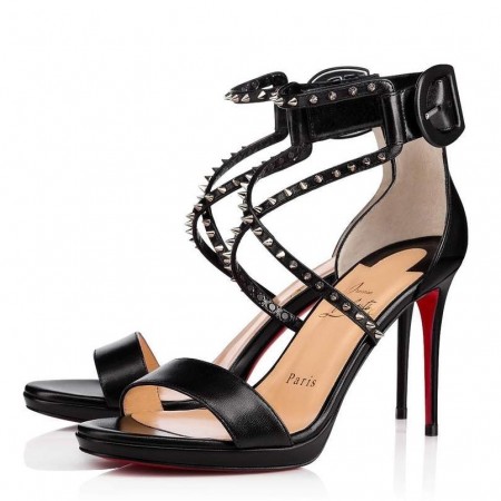 Christian Louboutin Choca Lux 100mm Sandals In Black Lambskin