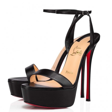 Christian Louboutin Black Loubi Queen Alta Sandals 150MM