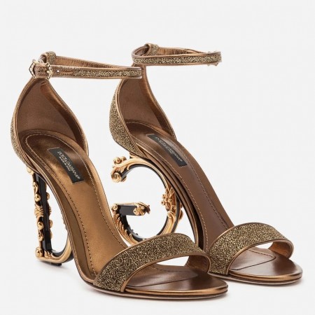 Dolce & Gabbana Lurex Sandals With Sculpted Heel