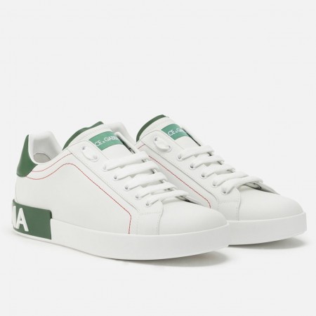 Dolce & Gabbana Men's Portofino Sneakers with Green Branded