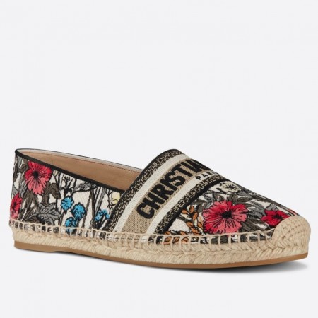 Dior Granville Espadrilles In Mille Fleurs Embroidered Cotton