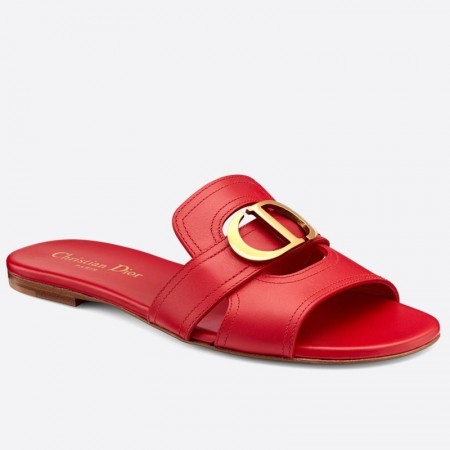 Dior 30 Montaigne Slides In Red Calfskin