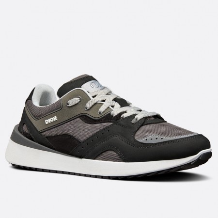 Dior Men's B29 Sneakers In Gray Mesh and Black Suede