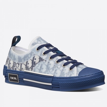 Dior Men's B23 Low-top Sneakers In Blue Oblique Canvas