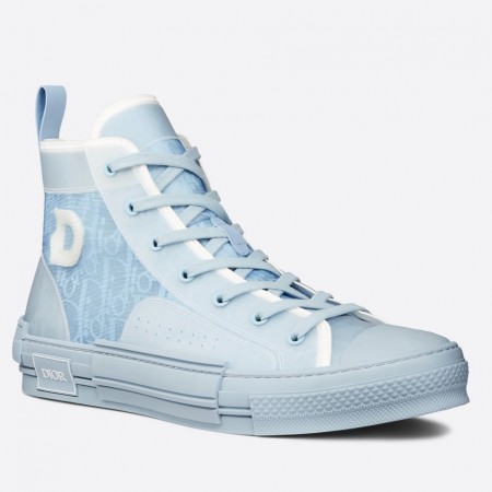 Dior Men's B23 High-top Sneakers In Ligth Blue Oblique Canvas