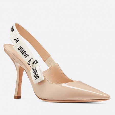 Dior J'Adior Slingback Pumps 100mm In Nude Patent Calfskin