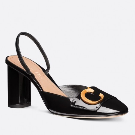 Dior C'est Slingback Pumps 80MM in Black Patent Calfskin