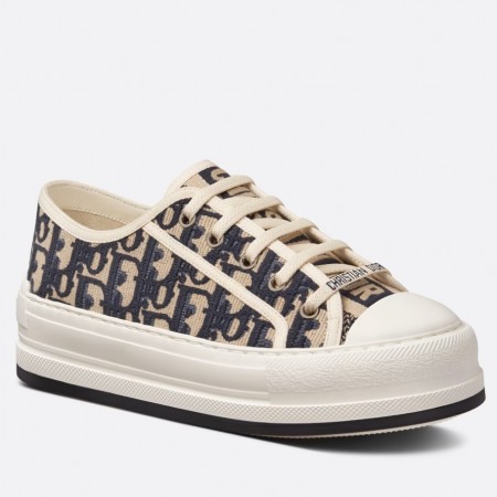 Dior Walk'n'Dior Platform Sneakers In Blue Oblique Embroidered Cotton