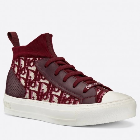 Dior Walk'N'Dior Mid-top Sneakers In Bordeaux Oblique Canvas