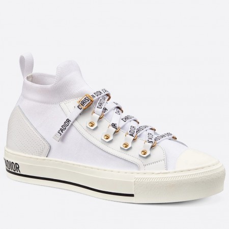 Dior Walk'N'Dior Mid-top Sneakers In White Technical Knit