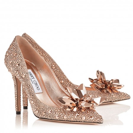 Jimmy Choo Avril 100mm Pumps In Gold Crystal