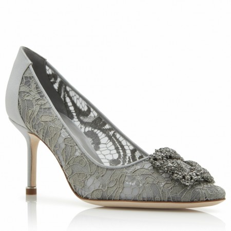 Manolo Blahnik Hangisi 70 Pumps In Grey Lace