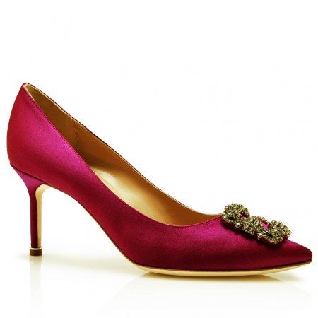 Manolo Blahnik Hangisi 70 Pumps In Bordeaux Satin