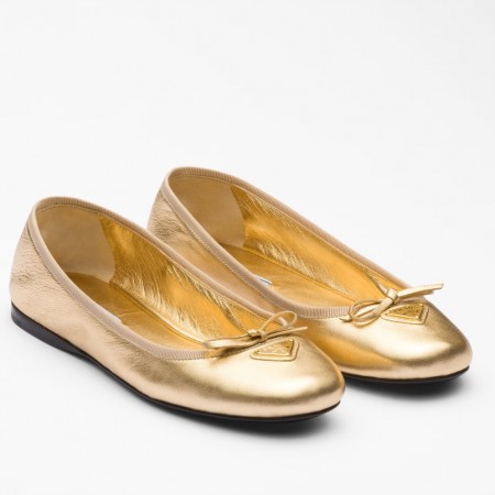 Prada Ballerinas in Gold Nappa Leather