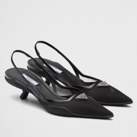 Prada Slingback Pumps In Mesh Fabric