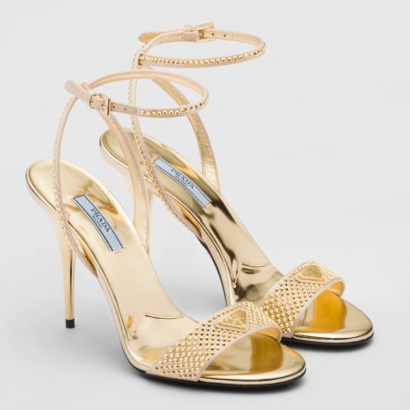 Prada Heel Sandals 85mm in Satin with Crystals