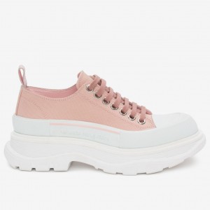 Alexander McQueen Women's Pink Tread Slick Lace Up Sneakers