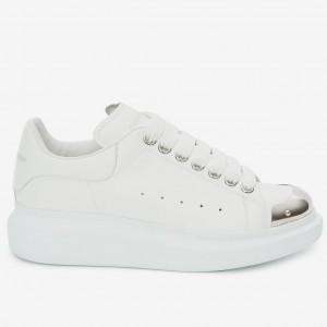 Alexander McQueen Women's White Oversized Sneakers With Metal Toe