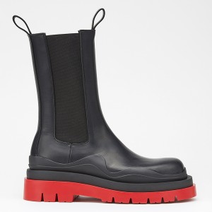 Bottega Veneta BV Tire Chelsea Boots with Red Outsole