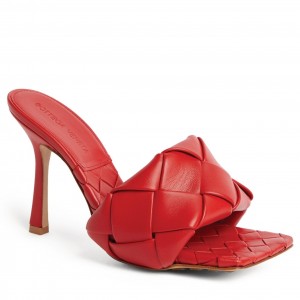 Bottega Veneta Lido Sandals In Red Intrecciato Leather