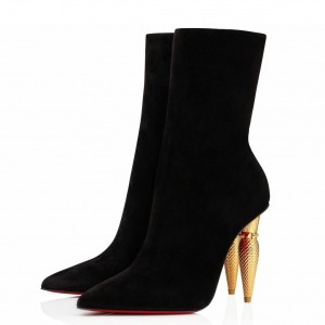 Christian Louboutin Lipbooty 100mm Ankle Boot In Black Velvet