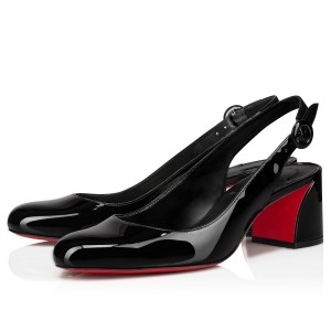Christian Louboutin So Jane Sling Pumps 50mm In Black Patent Leather