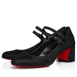 Christian Louboutin Miss Jane Pumps 55mm In Black Glitter Leather