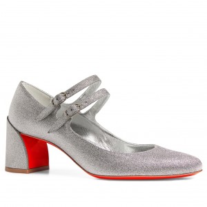 Christian Louboutin Miss Jane Pumps 55mm In Silver Glitter Leather
