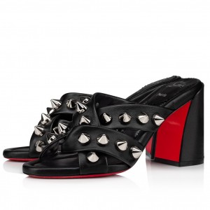 Christian Louboutin Spika Club Sandals 85mm In Black Leather
