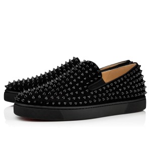 Christian Louboutin Men's Roller-boat Flat Sneakers Black