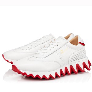 Christian Louboutin Men's Loubishark Sneakers In White Leather