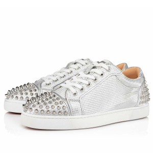 Christian Louboutin Men's Seavaste 2 Orlato Sneakers In Silver Calfskin