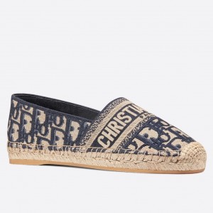 Dior Granville Espadrilles In Blue Oblique Embroidered Cotton