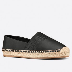 Dior Granville Espadrilles In Black Embossed Lambskin