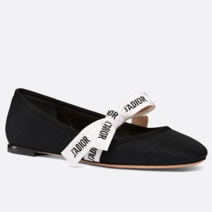 Dior Miss J'Adior Ballerina Flats In Black Technical Canvas