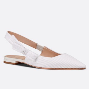 Dior J'Adior Slingback Ballerina Flats In White Technical Canvas