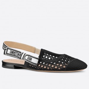 Dior J'Adior Slingback Ballerina Flats In Black Mesh Cannage Embroidery