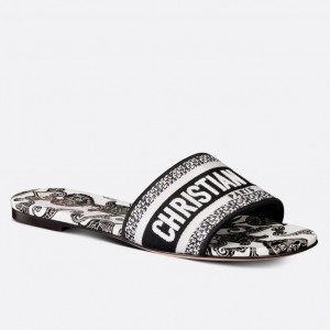 Dior Dway Slides In Dior Bandana Embroidery Cotton