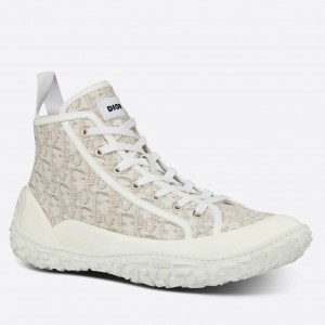 Dior Men's B28 High-top Sneakers In White Oblique Jacquard