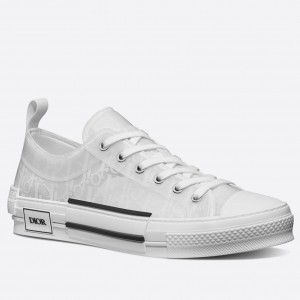 Dior Men's B23 Low-top Sneakers In White Oblique Canvas