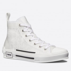 Dior Men's B23 High-top Sneakers In White Oblique Canvas