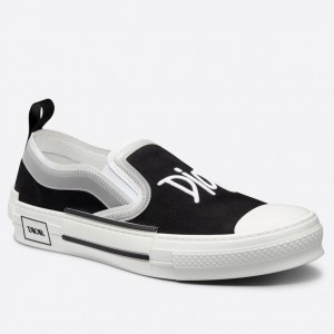 Dior Men's B23 Slip-On Sneakers In Black Shawn Canvas 