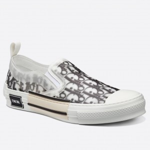Dior Men's B23 Slip-On Sneakers In Black and White Oblique Canvas
