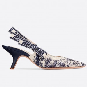 Dior J'Adior Slingback Pumps 65mm In Blue Toile de Jouy Cotton