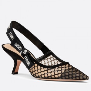 Dior J'Adior Slingback Pumps 65mm In Black Mesh