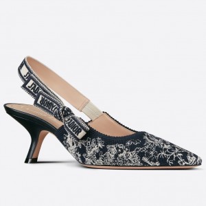 Dior J'Adior Slingback Pumps 65mm In Toile de Jouy Reverse Cotton