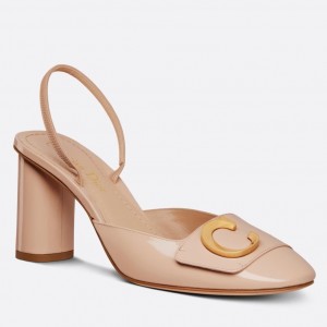 Dior C'est Slingback Pumps 80MM in Nude Patent Calfskin