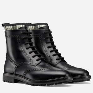 Dior D-Order Ankle Boot In Black Calfskin