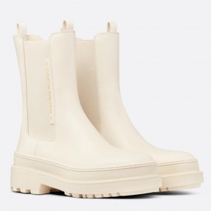 Dior Trial Ankle Chelsea Boots In White Calfskin